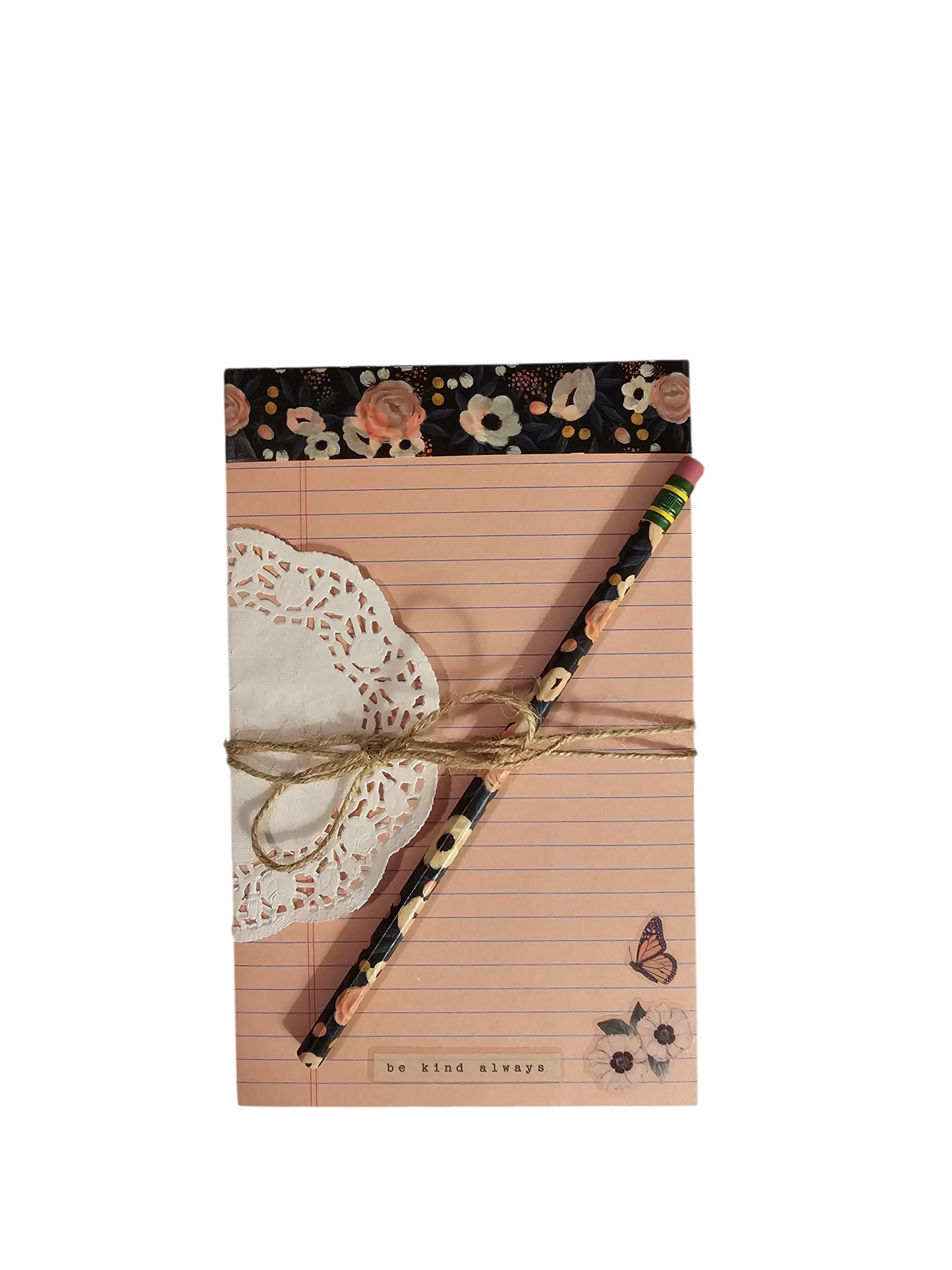 Decorative notepad and pencil